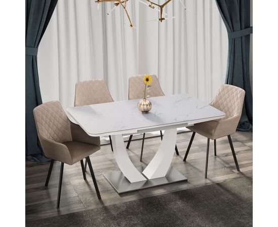 Стол обеденный раскладной T-904 Vision (1600-2000x900x760) Ceramic/Satin White Gloss (керамика / белый глянцевый сатин), Размер стола: 1600-2000x900x760, изображение 18 | Интернет магазин мебели и декора LifeDekor