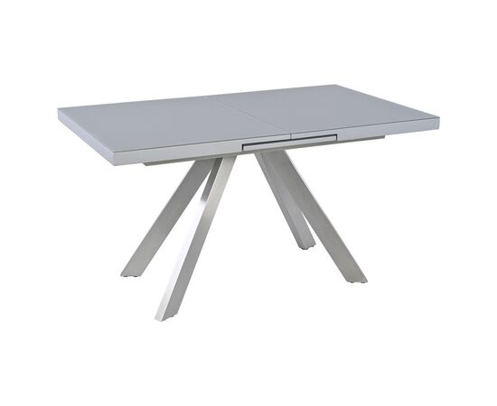 Стол обеденный раскладной T-910 (1400-1800x850x760) Light Grey (серое матовое стекло/серый лак) | Интернет магазин мебели и декора LifeDekor