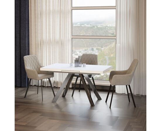 Стол обеденный раскладной T-910 (1400-1800x850x760) White (белое матовое стекло/белый лак), изображение 15 | Интернет магазин мебели и декора LifeDekor