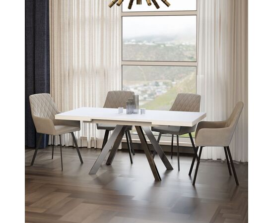 Стол обеденный раскладной T-910 (1400-1800x850x760) White (белое матовое стекло/белый лак), изображение 16 | Интернет магазин мебели и декора LifeDekor