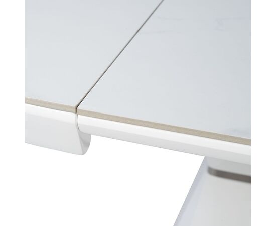 Стол обеденный раскладной T7067 Neo (1000-1300x1000x760) Ceramic (глянцевый мрамор керамика/белый глянцевый), изображение 5 | Интернет магазин мебели и декора LifeDekor