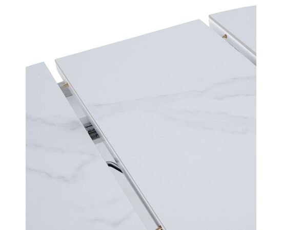 Стол обеденный раскладной T7067 Neo (1000-1300x1000x760) Ceramic (глянцевый мрамор керамика/белый глянцевый), изображение 6 | Интернет магазин мебели и декора LifeDekor