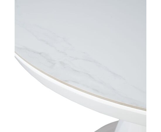 Стол обеденный раскладной T7067 Neo (1000-1300x1000x760) Ceramic (глянцевый мрамор керамика/белый глянцевый), изображение 9 | Интернет магазин мебели и декора LifeDekor