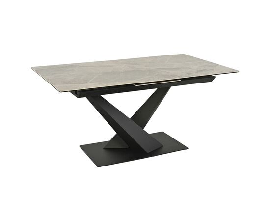 Стол обеденный раскладной T7451 Plazza-II (1600-2000х900х760) Ceramic (темно-серая керамика/черный матовый) | Интернет магазин мебели и декора LifeDekor