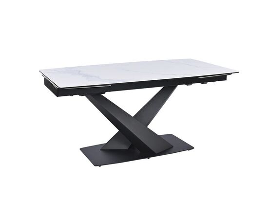 Обеденный раскладной стол T7451C Plazza (1600-2400x900x760) Carrara/Black | Интернет магазин мебели и декора LifeDekor