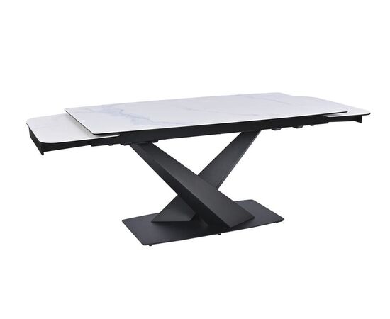 Обеденный раскладной стол T7451C Plazza (1600-2400x900x760) Carrara/Black, изображение 2 | Интернет магазин мебели и декора LifeDekor