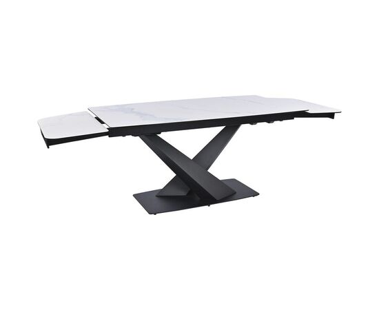 Обеденный раскладной стол T7451C Plazza (1600-2400x900x760) Carrara/Black, изображение 3 | Интернет магазин мебели и декора LifeDekor
