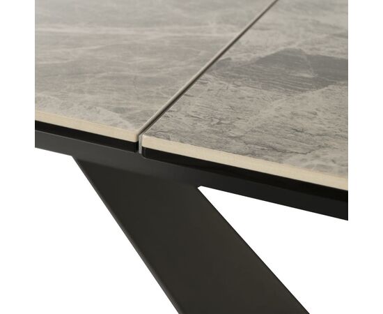 Стол обеденный раскладной T7451 Plazza-II (1600-2000х900х760) Ceramic (темно-серая керамика/черный матовый), изображение 2 | Интернет магазин мебели и декора LifeDekor