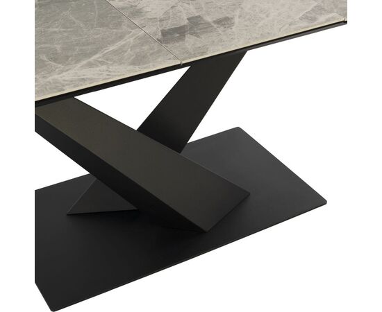 Стол обеденный раскладной T7451 Plazza-II (1600-2000х900х760) Ceramic (темно-серая керамика/черный матовый), изображение 3 | Интернет магазин мебели и декора LifeDekor