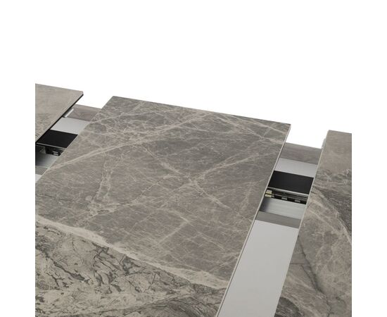 Стол обеденный раскладной T7451 Plazza-II (1600-2000х900х760) Ceramic (темно-серая керамика/черный матовый), изображение 4 | Интернет магазин мебели и декора LifeDekor