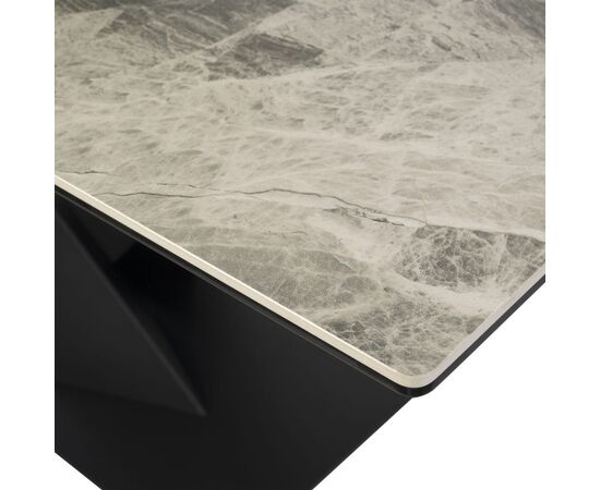 Стол обеденный раскладной T7451 Plazza-II (1600-2000х900х760) Ceramic (темно-серая керамика/черный матовый), изображение 6 | Интернет магазин мебели и декора LifeDekor