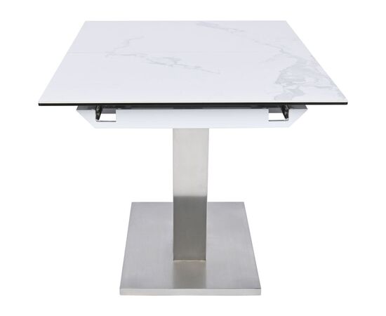 Стол обеденный раскладной T7464 (1600-2000x900x760) White Marble/Steel (белый глянцевый мрамор керамика), изображение 9 | Интернет магазин мебели и декора LifeDekor