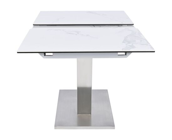 Стол обеденный раскладной T7464 (1600-2000x900x760) White Marble/Steel (белый глянцевый мрамор керамика), изображение 10 | Интернет магазин мебели и декора LifeDekor