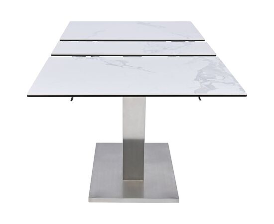 Стол обеденный раскладной T7464 (1600-2000x900x760) White Marble/Steel (белый глянцевый мрамор керамика), изображение 11 | Интернет магазин мебели и декора LifeDekor