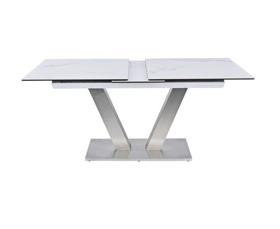 Стол обеденный раскладной T7464 (1600-2000x900x760) White Marble/Steel (белый глянцевый мрамор керамика), изображение 14 | Интернет магазин мебели и декора LifeDekor