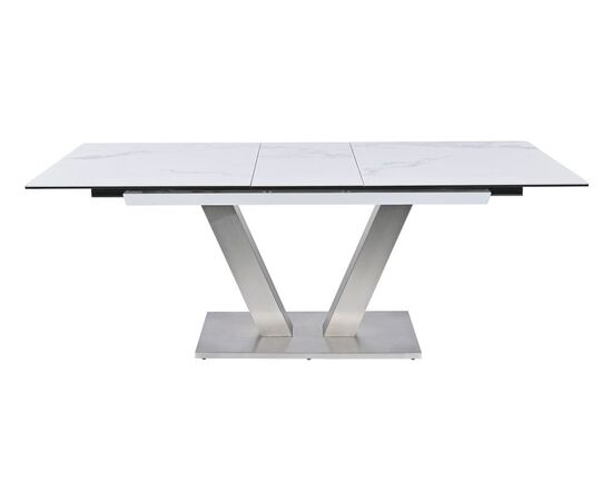 Стол обеденный раскладной T7464 (1600-2000x900x760) White Marble/Steel (белый глянцевый мрамор керамика), изображение 16 | Интернет магазин мебели и декора LifeDekor