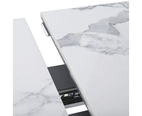 Стол обеденный раскладной T7464 (1600-2000x900x760) White Marble/Steel (белый глянцевый мрамор керамика), изображение 7 | Интернет магазин мебели и декора LifeDekor