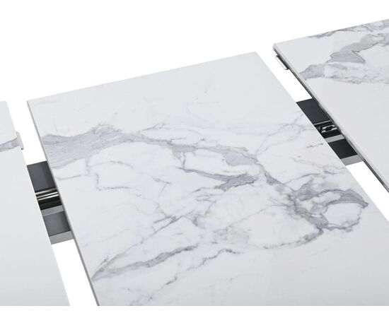 Стол обеденный раскладной T7464 (1600-2000x900x760) White Marble/Steel (белый глянцевый мрамор керамика), изображение 8 | Интернет магазин мебели и декора LifeDekor