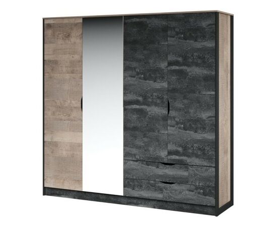 Шкаф «Стокгольм» 4дв, Дуб гранж песочный/Железный камень | Интернет магазин мебели и декора LifeDekor