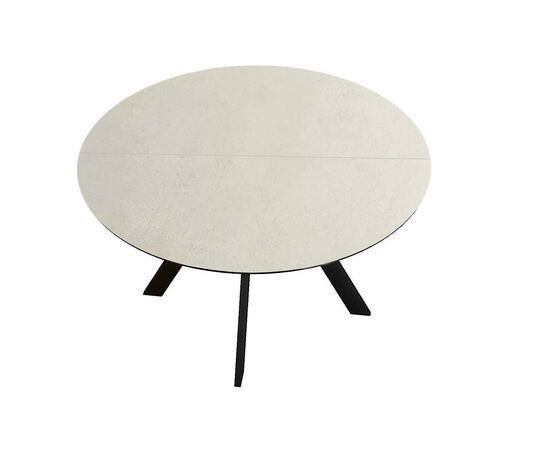 Стол DikLine SKC120 d1200 Керамика Krater Perla (бежевый матовый)/подстолье черное/опоры черные, изображение 2 | Интернет магазин мебели и декора LifeDekor