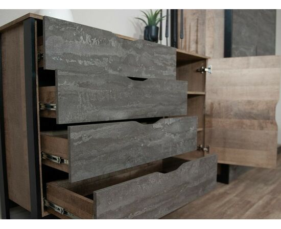 Спальня «Стокгольм» 4дв шк, Дуб гранж песочный/железный камень, изображение 8 | Интернет магазин мебели и декора LifeDekor