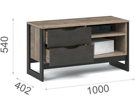 Тумба «Стокгольм» 1д2ящ, Дуб гранж песочный/Железный камень, изображение 3 | Интернет магазин мебели и декора LifeDekor