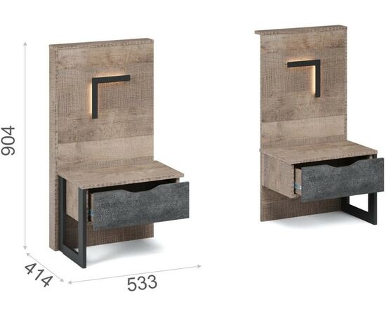 Спальня «Стокгольм» 3дв шк, Дуб гранж песочный/железный камень, изображение 4 | Интернет магазин мебели и декора LifeDekor