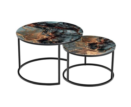 Набор кофейных столиков Tango космический с чёрными ножками, 2шт | Интернет магазин мебели и декора LifeDekor