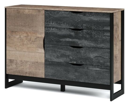 Комод «Стокгольм» 1д4ящ, Дуб гранж песочный/Железный камень | Интернет магазин мебели и декора LifeDekor