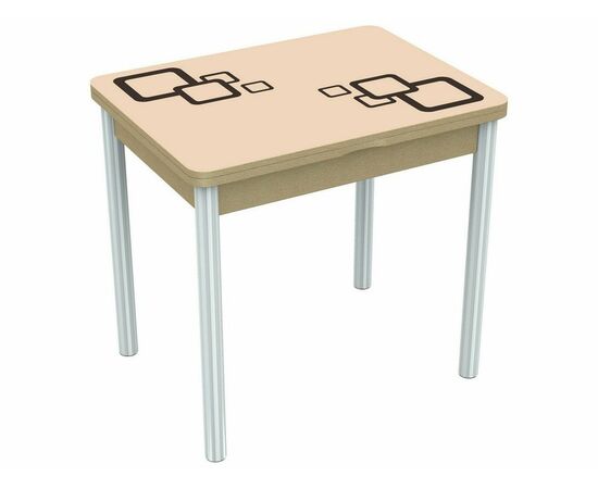 Стол Бари мини квадро, Дуб выбеленный/Стекло молочный/Рисунок коричневый, изображение 2 | Интернет магазин мебели и декора LifeDekor