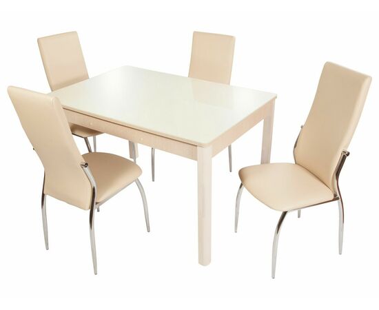 Стол Гамбург 2, Дуб выбеленный/Стекло молочное, изображение 5 | Интернет магазин мебели и декора LifeDekor