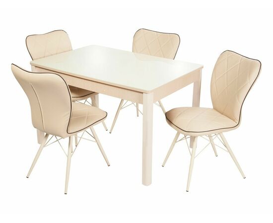 Стол Гамбург 2, Дуб выбеленный/Стекло молочное, изображение 6 | Интернет магазин мебели и декора LifeDekor