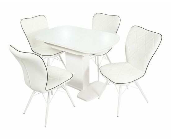 Стол Корсика, Белый матовый/Стекло белое, изображение 7 | Интернет магазин мебели и декора LifeDekor