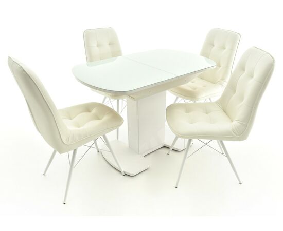 Стол Корсика, Белый матовый/Стекло белое, изображение 13 | Интернет магазин мебели и декора LifeDekor