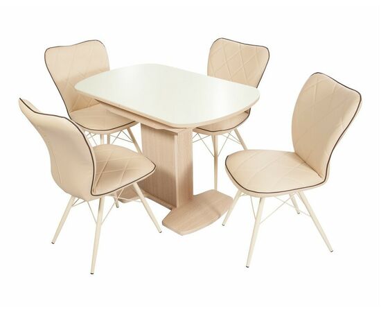 Стол Корсика,  Дуб выбеленный/Стекло молочное, изображение 7 | Интернет магазин мебели и декора LifeDekor