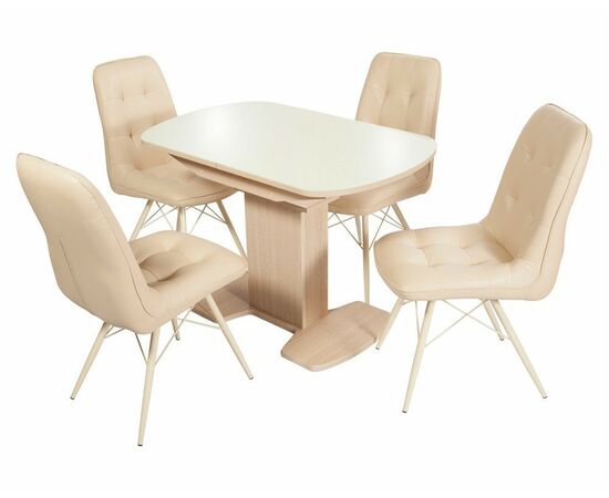 Стол Корсика,  Дуб выбеленный/Стекло молочное, изображение 8 | Интернет магазин мебели и декора LifeDekor