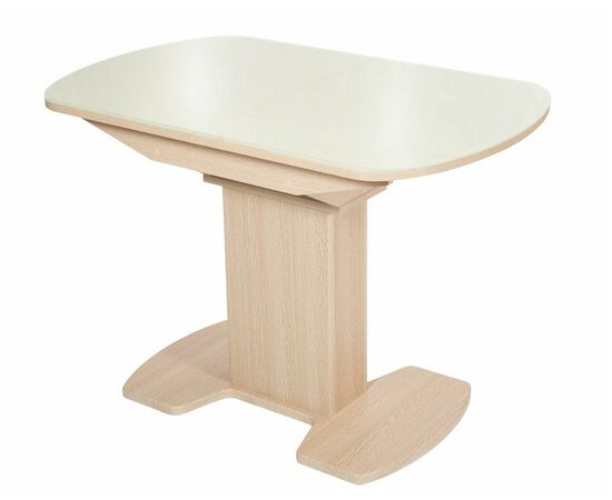 Стол Корсика,  Дуб выбеленный/Стекло молочное, изображение 2 | Интернет магазин мебели и декора LifeDekor