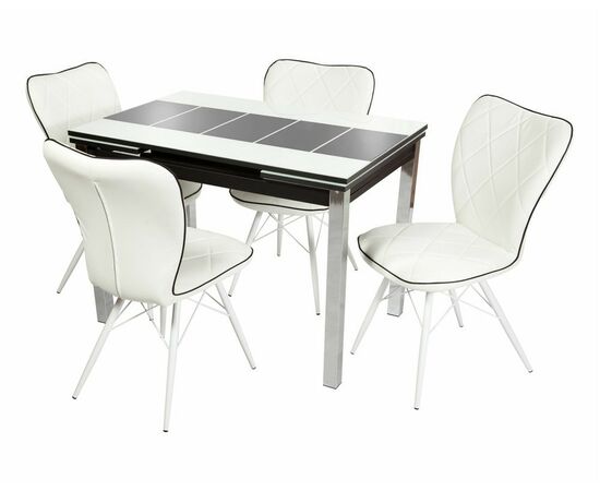 Стол Шанхай Каре, Черный муар/Стекло белое/Рисунок черный, изображение 5 | Интернет магазин мебели и декора LifeDekor