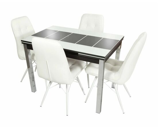 Стол Шанхай Каре, Черный муар/Стекло белое/Рисунок черный, изображение 6 | Интернет магазин мебели и декора LifeDekor