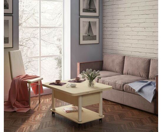 Стол-трансформер Дебют 3, Венге светлый/Ножки белые, изображение 2 | Интернет магазин мебели и декора LifeDekor