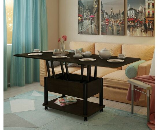 Стол-трансформер Дебют 3, Венге темный/Ножки черные, изображение 12 | Интернет магазин мебели и декора LifeDekor