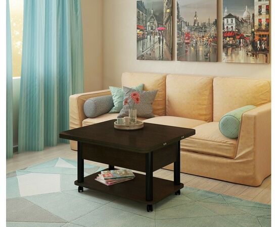 Стол-трансформер Дебют 3, Венге темный/Ножки черные, изображение 2 | Интернет магазин мебели и декора LifeDekor