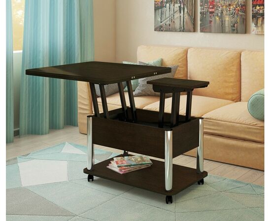 Стол-трансформер Дебют 3, Венге темный/Ножки хром, изображение 11 | Интернет магазин мебели и декора LifeDekor