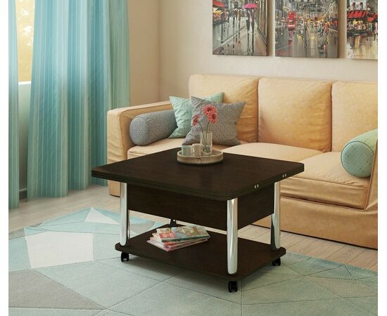 Стол-трансформер Дебют 3, Венге темный/Ножки хром, изображение 2 | Интернет магазин мебели и декора LifeDekor