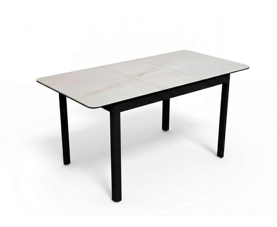 Стол DikLine DKQ120 Керамика белый Icelandic white jade (Ostra Bianco Light)/подстолье черное/опоры черные, изображение 4 | Интернет магазин мебели и декора LifeDekor