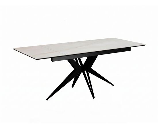 Стол DikLine DKS140 керамика глянец белый Icelandic white jade (Ostra Bianco Light), подстолье черное, опоры черные (2уп.), изображение 2 | Интернет магазин мебели и декора LifeDekor