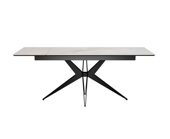 Стол DikLine DKS140 керамика глянец белый Icelandic white jade (Ostra Bianco Light), подстолье черное, опоры черные (2уп.), изображение 3 | Интернет магазин мебели и декора LifeDekor