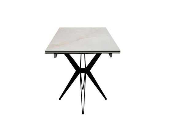 Стол DikLine DKS140 керамика глянец белый Icelandic white jade (Ostra Bianco Light), подстолье черное, опоры черные (2уп.), изображение 5 | Интернет магазин мебели и декора LifeDekor