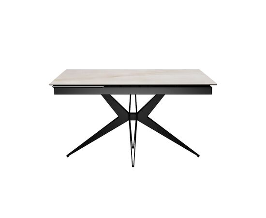 Стол DikLine DKS140 керамика глянец белый Icelandic white jade (Ostra Bianco Light), подстолье черное, опоры черные (2уп.), изображение 4 | Интернет магазин мебели и декора LifeDekor